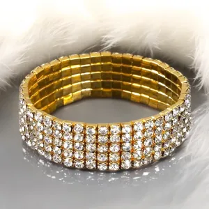 MADISON - gold 5 row rhinestone stretch bracelet