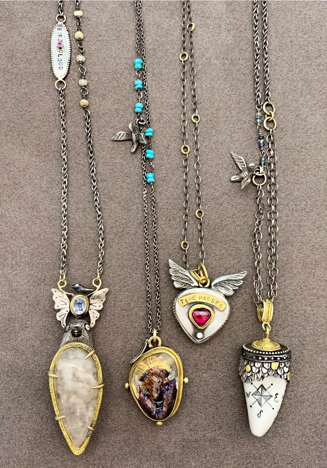 Melinda Risk Quartz Bird Cloud Necklace