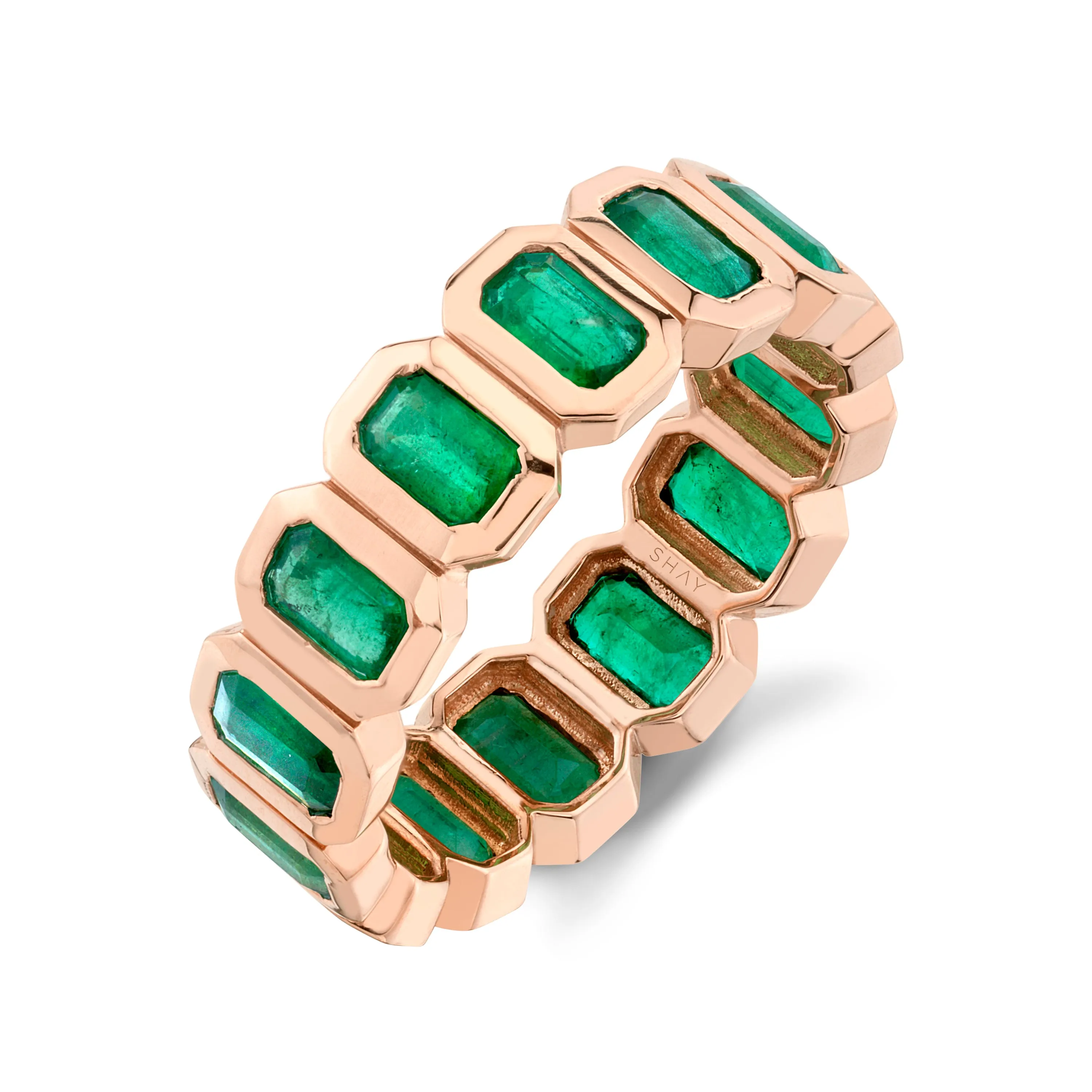 MEN'S EMERALD BEZEL ETERNITY BAND