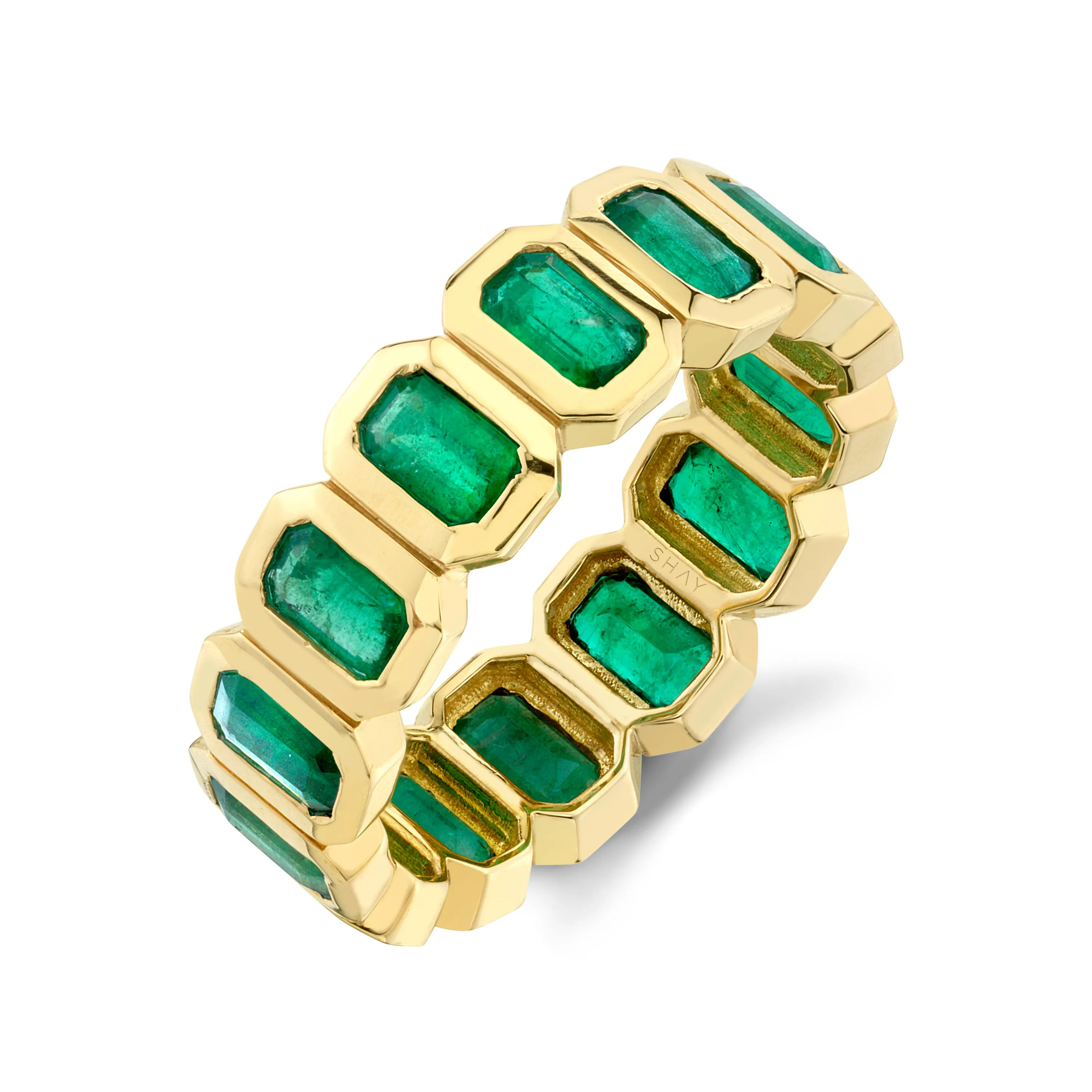 MEN'S EMERALD BEZEL ETERNITY BAND