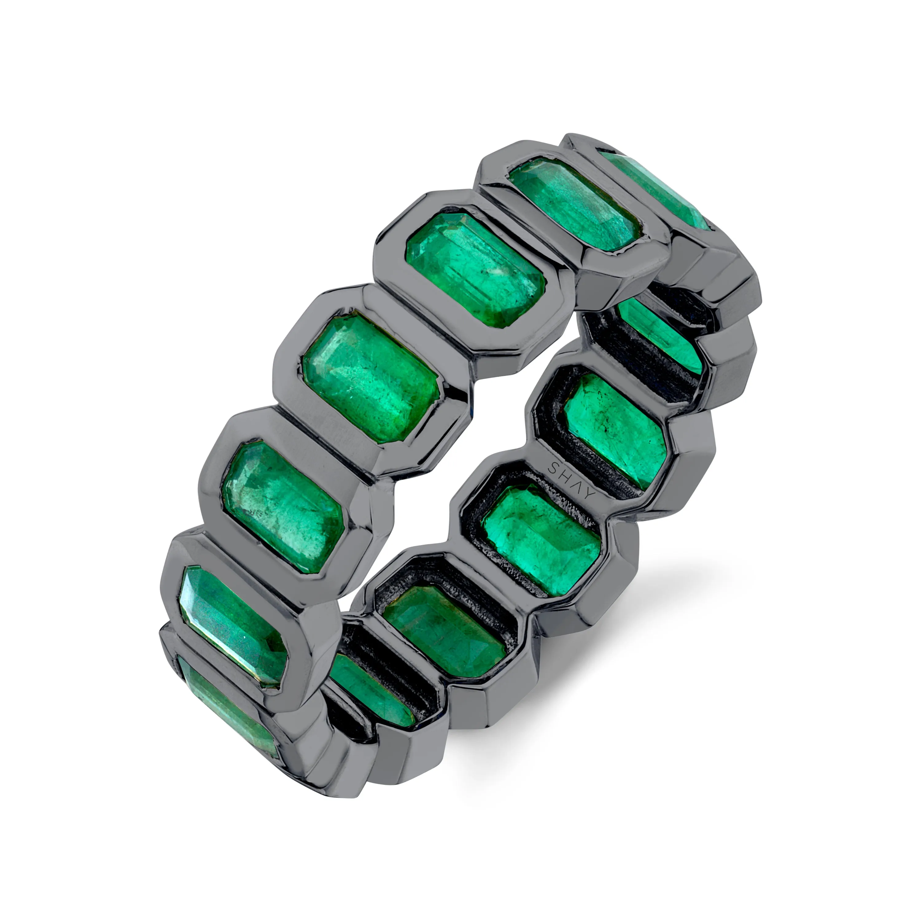 MEN'S EMERALD BEZEL ETERNITY BAND