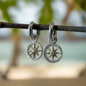 Mini Compass Earring Charm Set