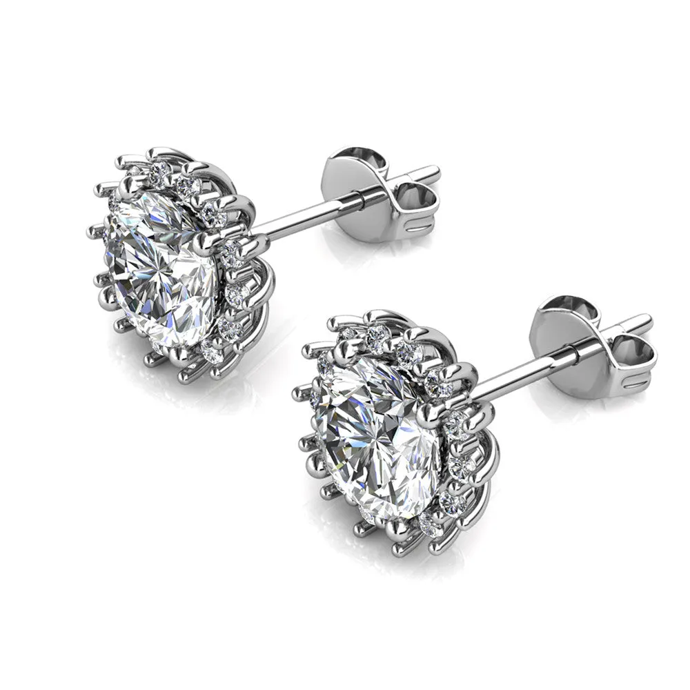 Moissanite by Cate & Chloe Starla Sterling Silver Stud Earrings with Moissanite Crystals