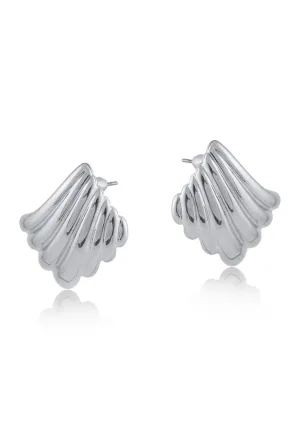 Monica Ripple Fan Stud Earrings in Silver