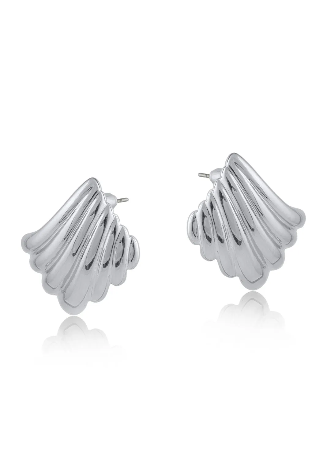 Monica Ripple Fan Stud Earrings in Silver