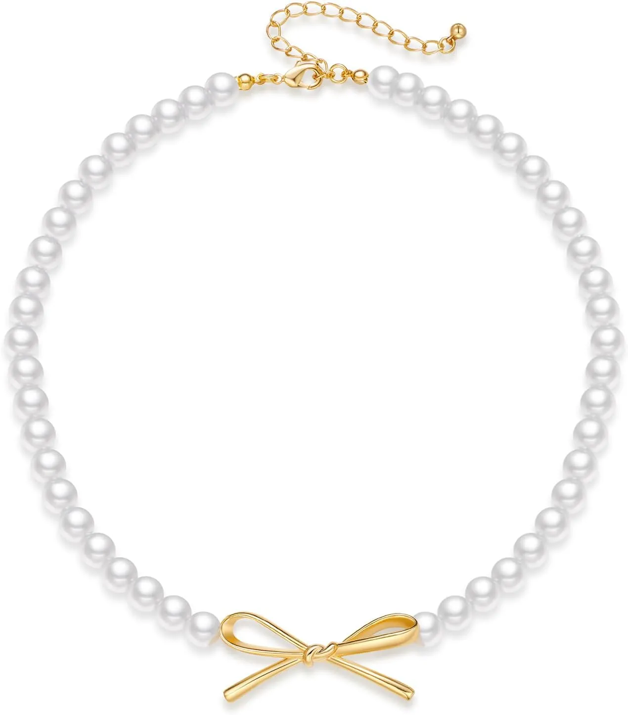 MUYAN Gold Bow Pearl Choker Necklace for Women Boho Pearl Necklace Bow Jewelry
