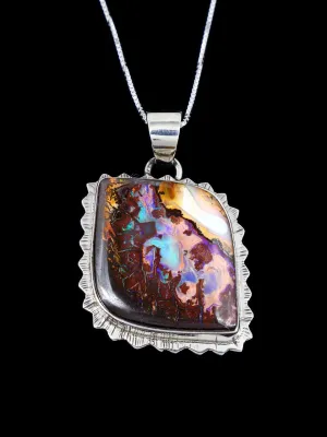 Navajo Sterling Silver Yowah Boulder Opal Pendant