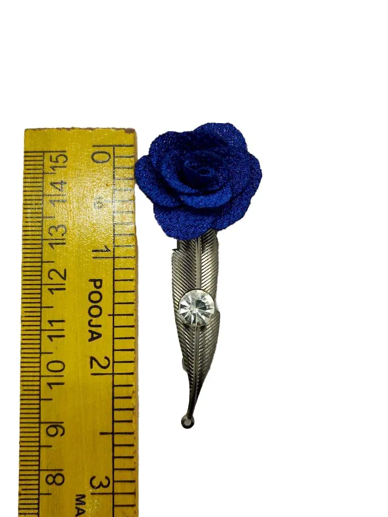 Navy Blue Open Flower Brooch
