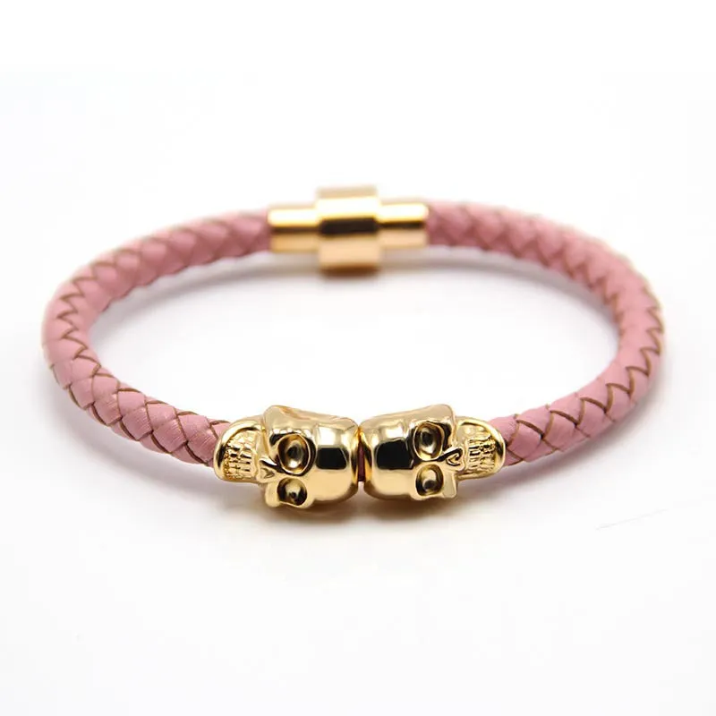New Stock European And American New Men's Leather Ghost Head Bracelet
