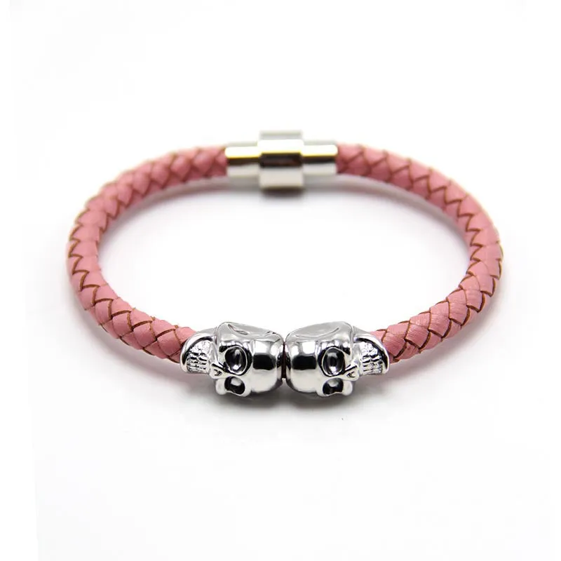 New Stock European And American New Men's Leather Ghost Head Bracelet