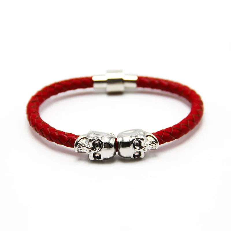 New Stock European And American New Men's Leather Ghost Head Bracelet