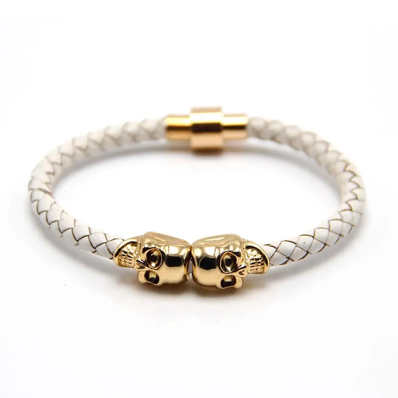 New Stock European And American New Men's Leather Ghost Head Bracelet