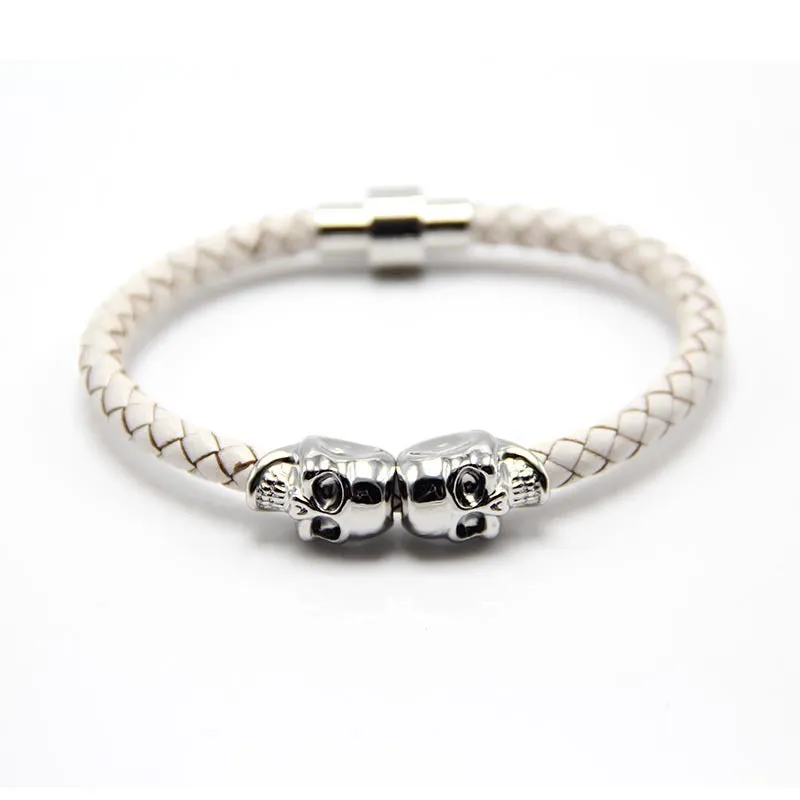 New Stock European And American New Men's Leather Ghost Head Bracelet