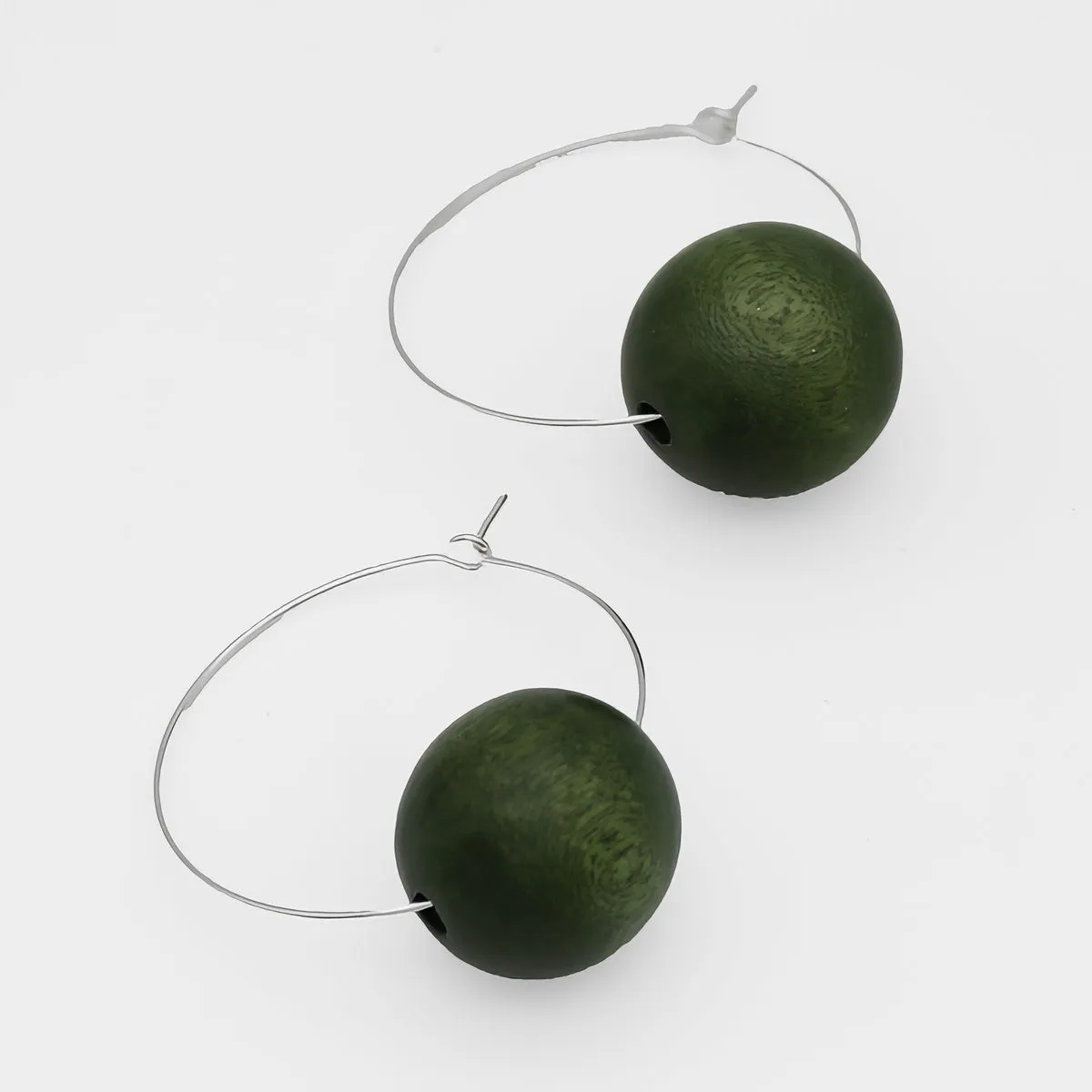 Olive Ball Hoop Dangle Earring
