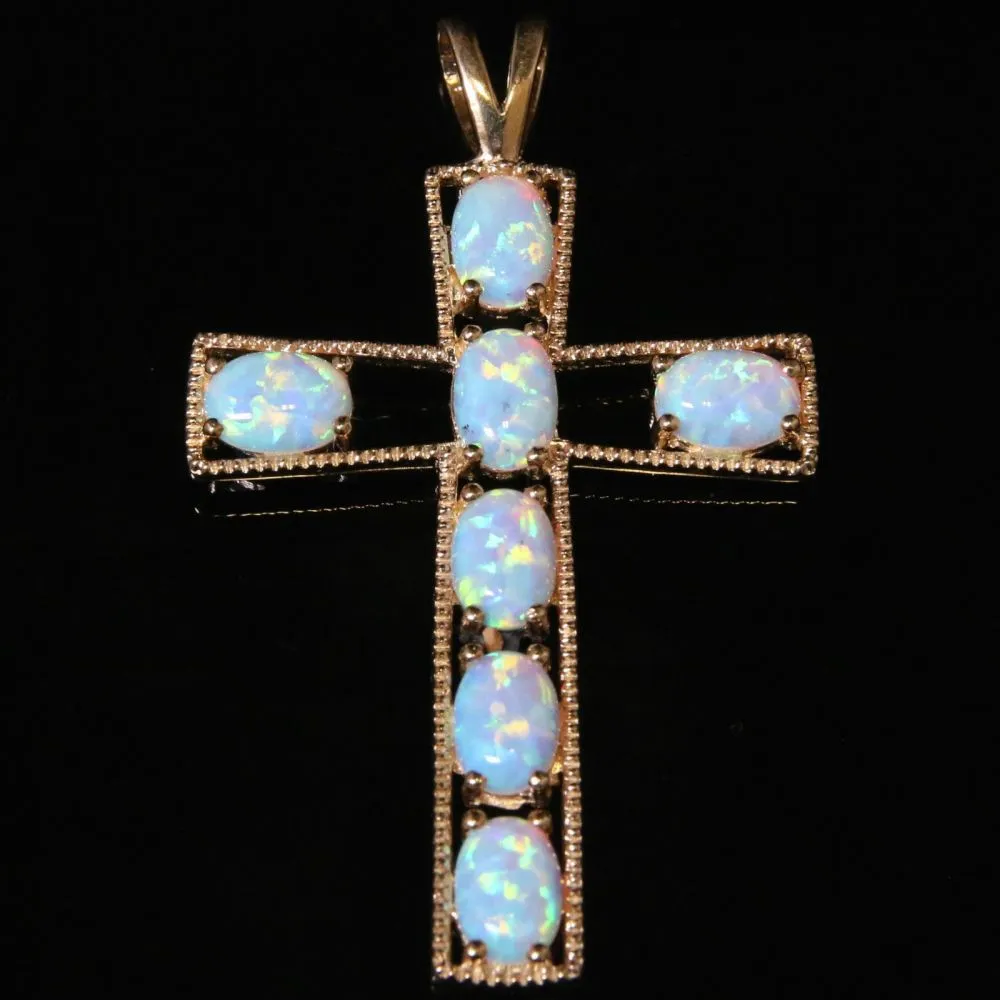 Opal Gold Cross Large Cross - Beautiful Opals