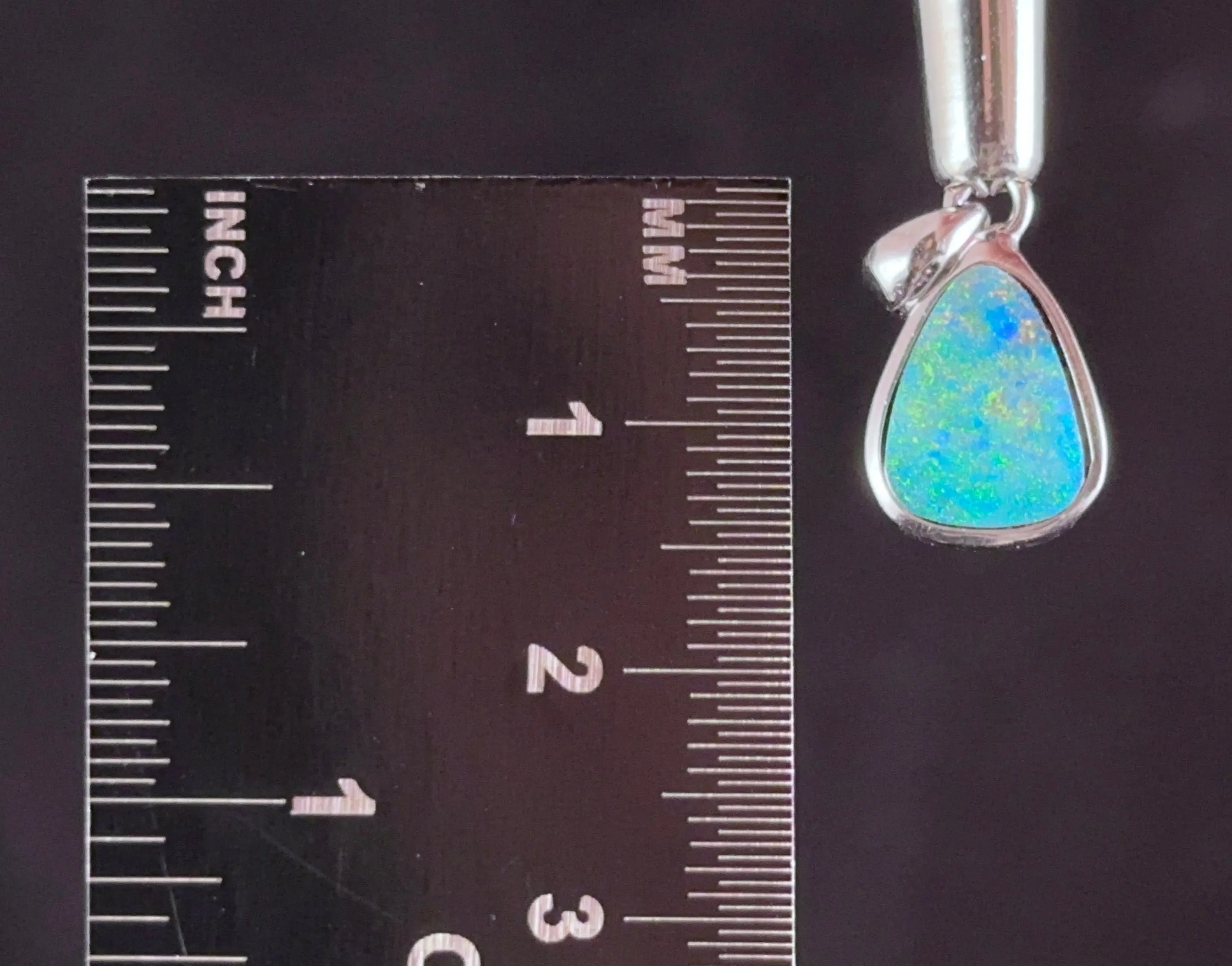 OPAL Pendant - Sterling Silver, Opal Doublet - Birthstone Jewelry, Opal Cabochon Necklace, Australian Opal, 54327