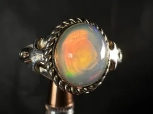 OPAL RING - Sterling Silver, Size 9 - Ethiopian Opal Rings for Women, Bridal Jewelry, Welo Opal, 51773