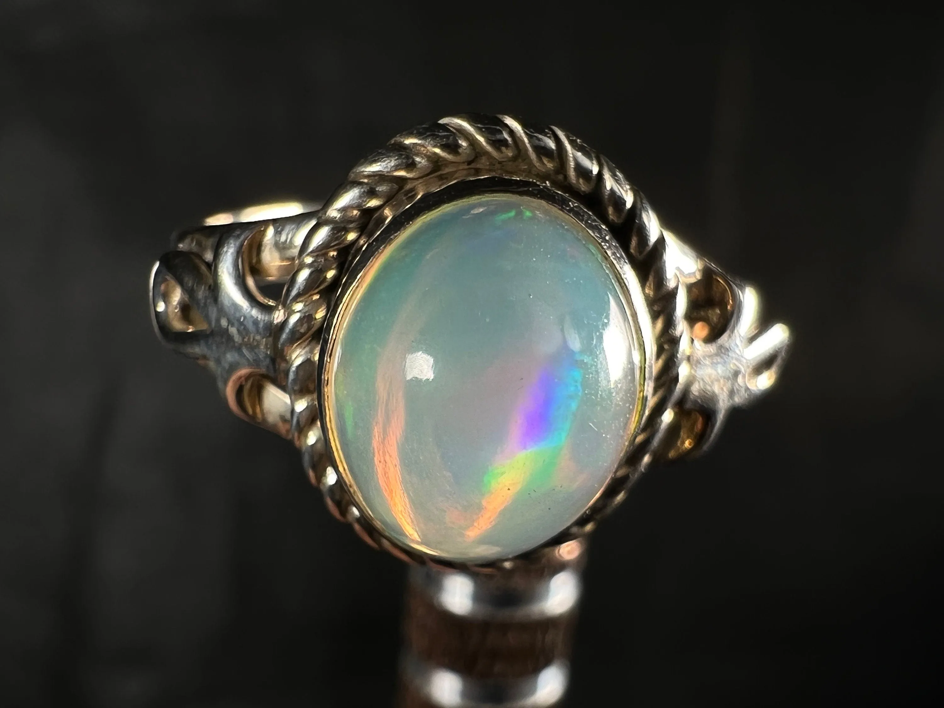 OPAL RING - Sterling Silver, Size 9 - Ethiopian Opal Rings for Women, Bridal Jewelry, Welo Opal, 51773