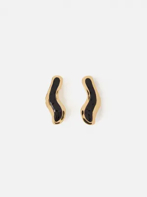 Organic Enamel Inlay Earrings | Black