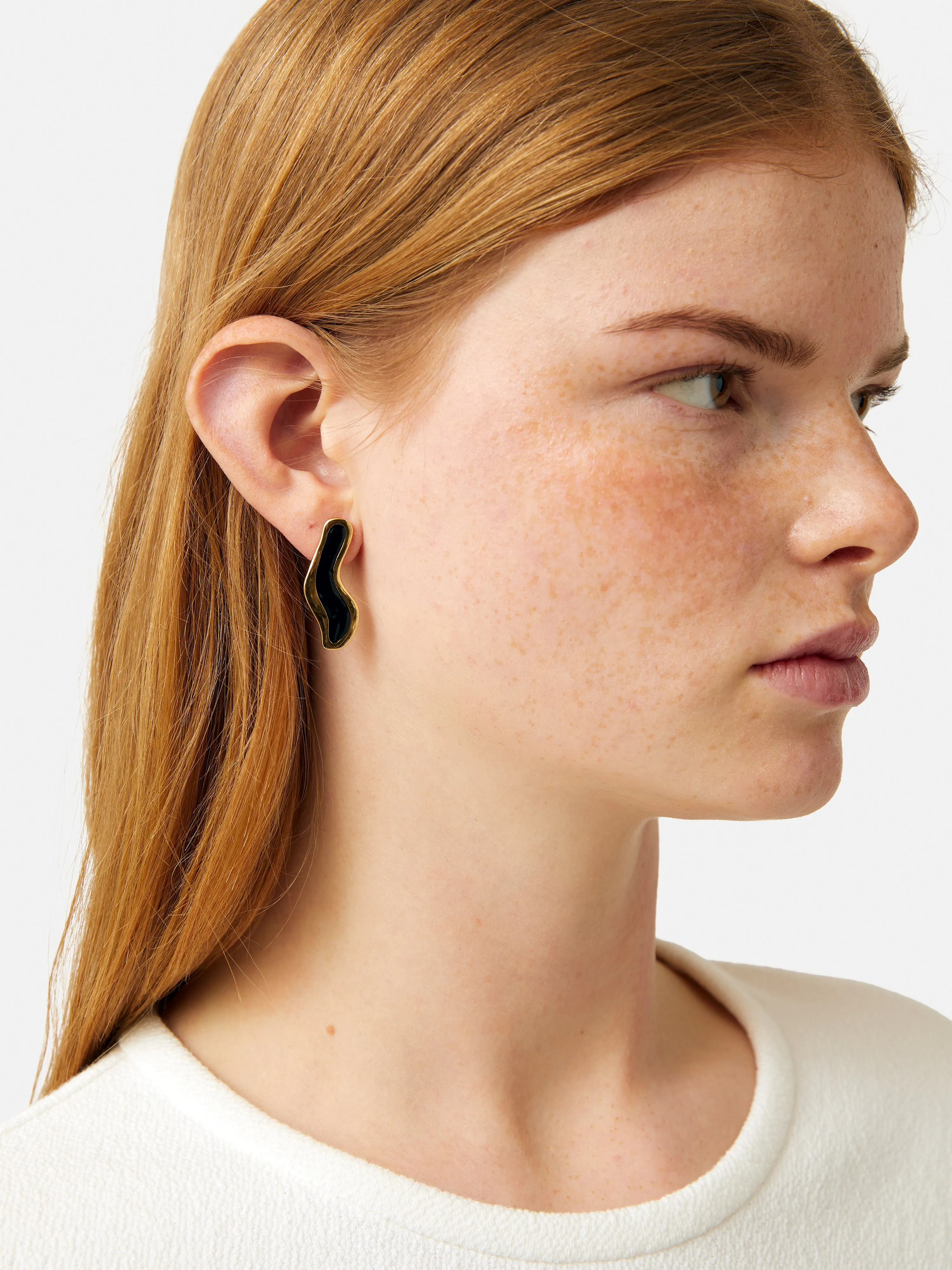 Organic Enamel Inlay Earrings | Black