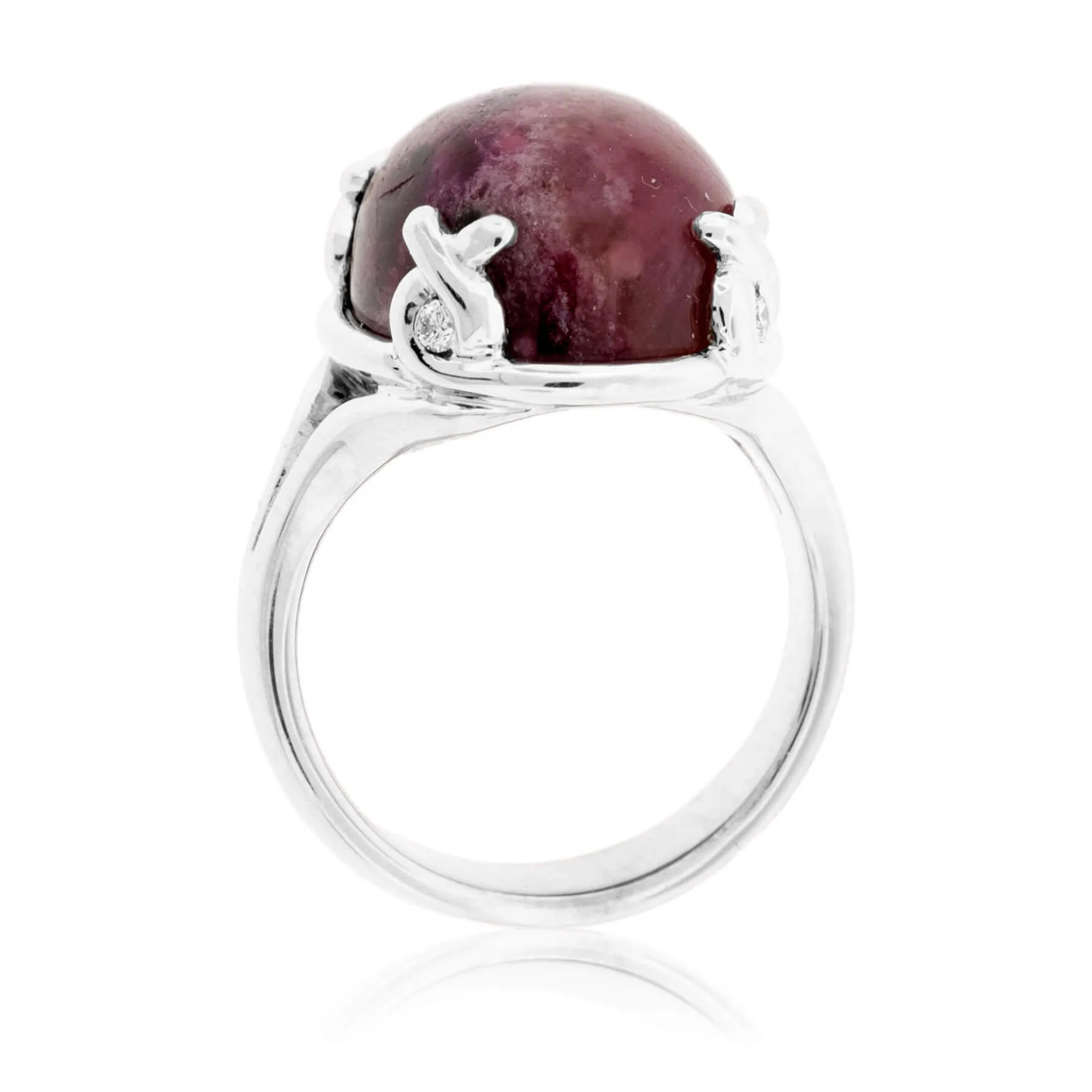 Oval Red Emerald Cabochon Hand Crafted Ring