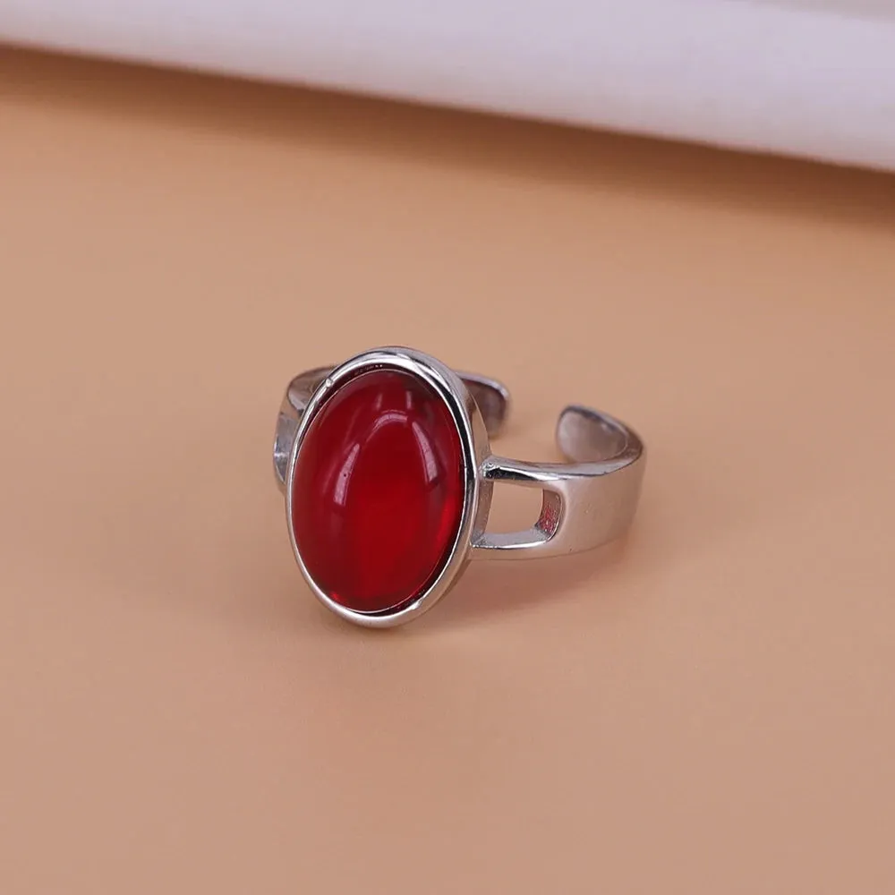 PANJBJ 925 Sterling Silver Geometric Black Stone Rings for Women Girl Korean Simple Adjustable Couple Jewelry Dropshipping