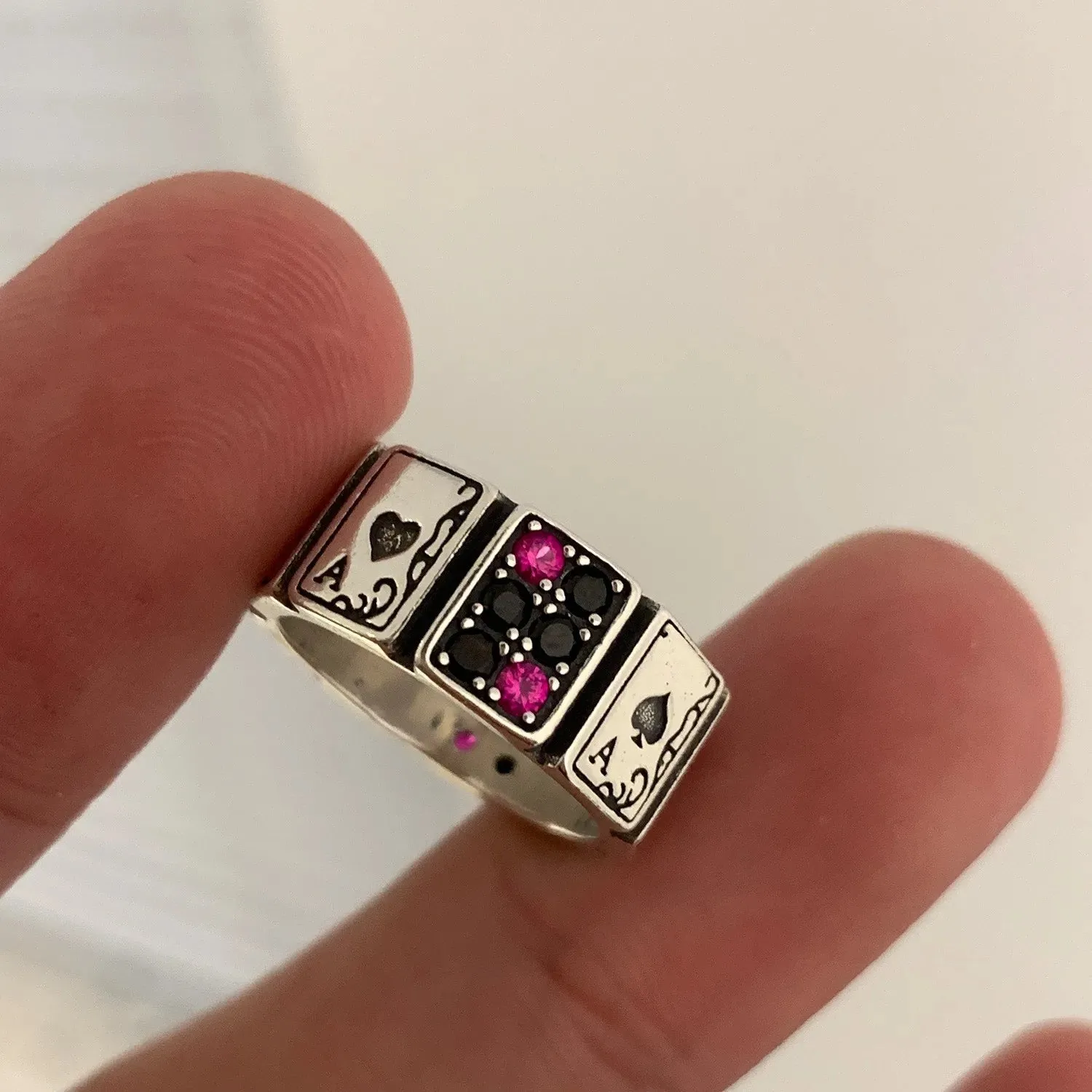 PANJBJ 925 Sterling Silver Geometric Black Stone Rings for Women Girl Korean Simple Adjustable Couple Jewelry Dropshipping