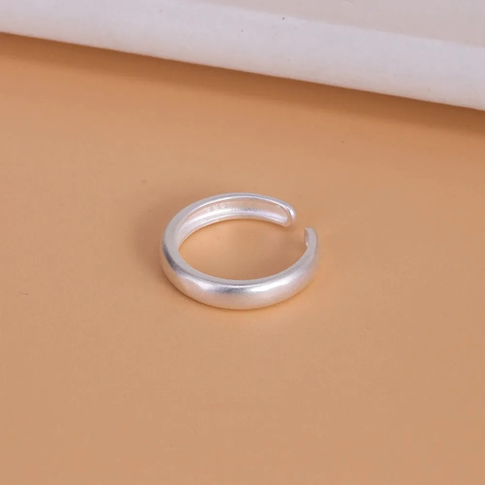 PANJBJ 925 Sterling Silver Geometric Black Stone Rings for Women Girl Korean Simple Adjustable Couple Jewelry Dropshipping