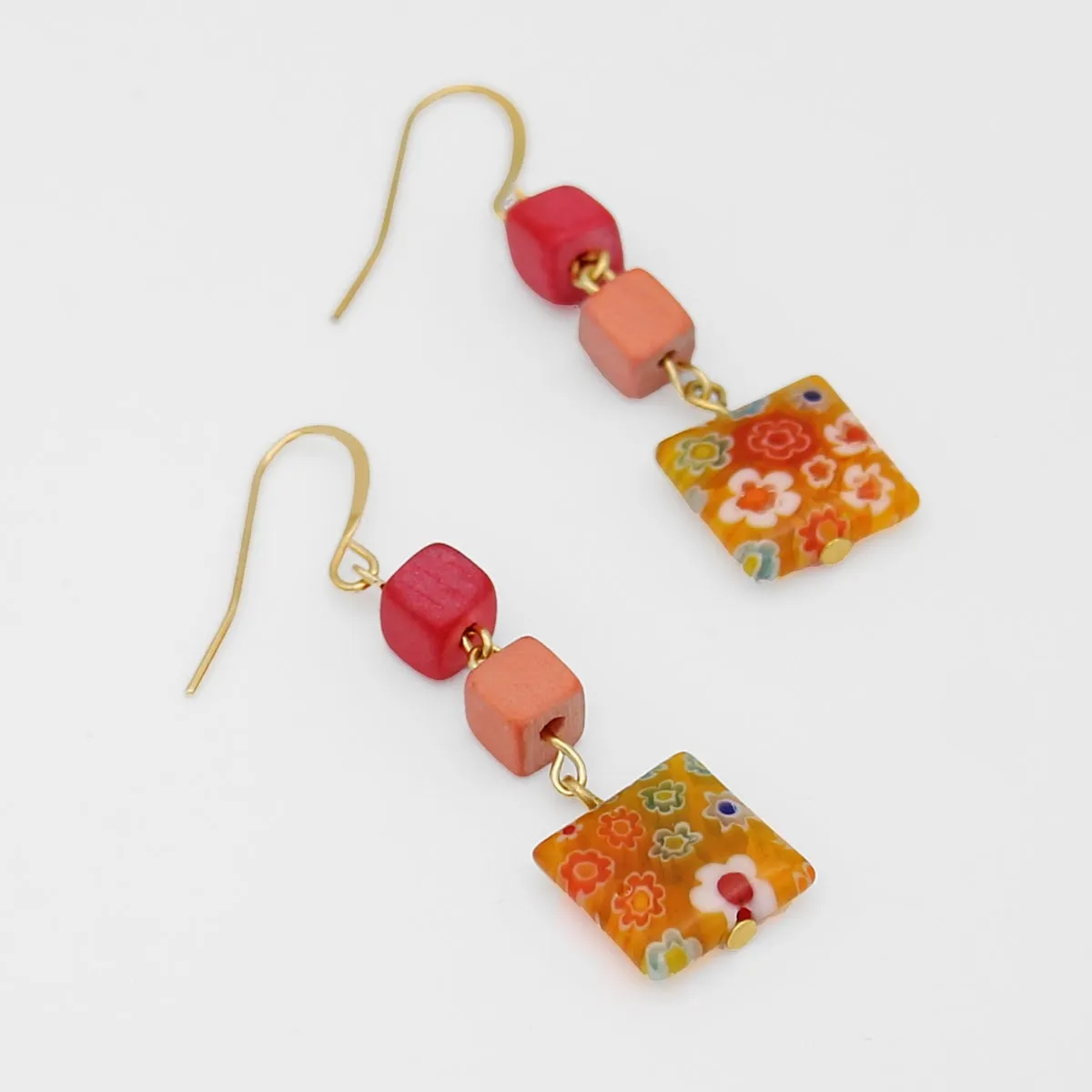 Peach Floral Drop Earring