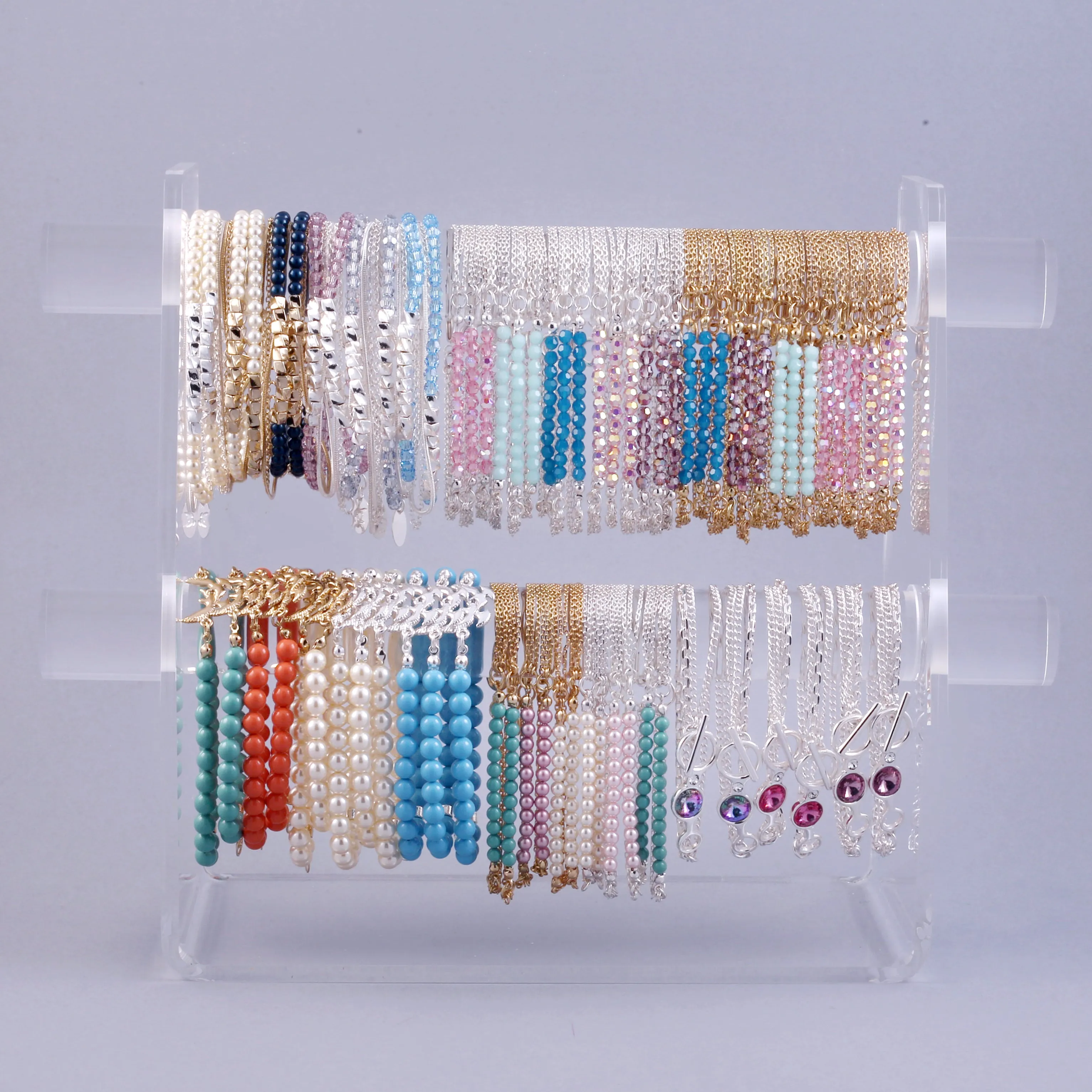 Pearl Bead Bracelet Gold & Crystal Powder