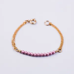 Pearl Bead Bracelet Gold & Crystal Powder