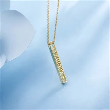 Perforated Vertical Bar Nameplate Necklace