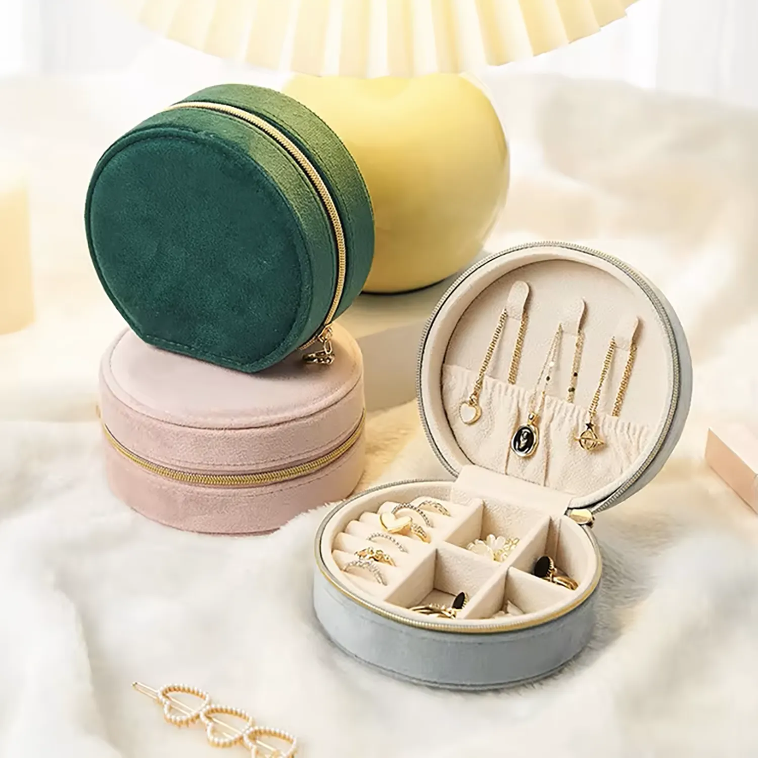 Personalised Initials Velvet Jewellery Box Travel Gift For Her Or For Home