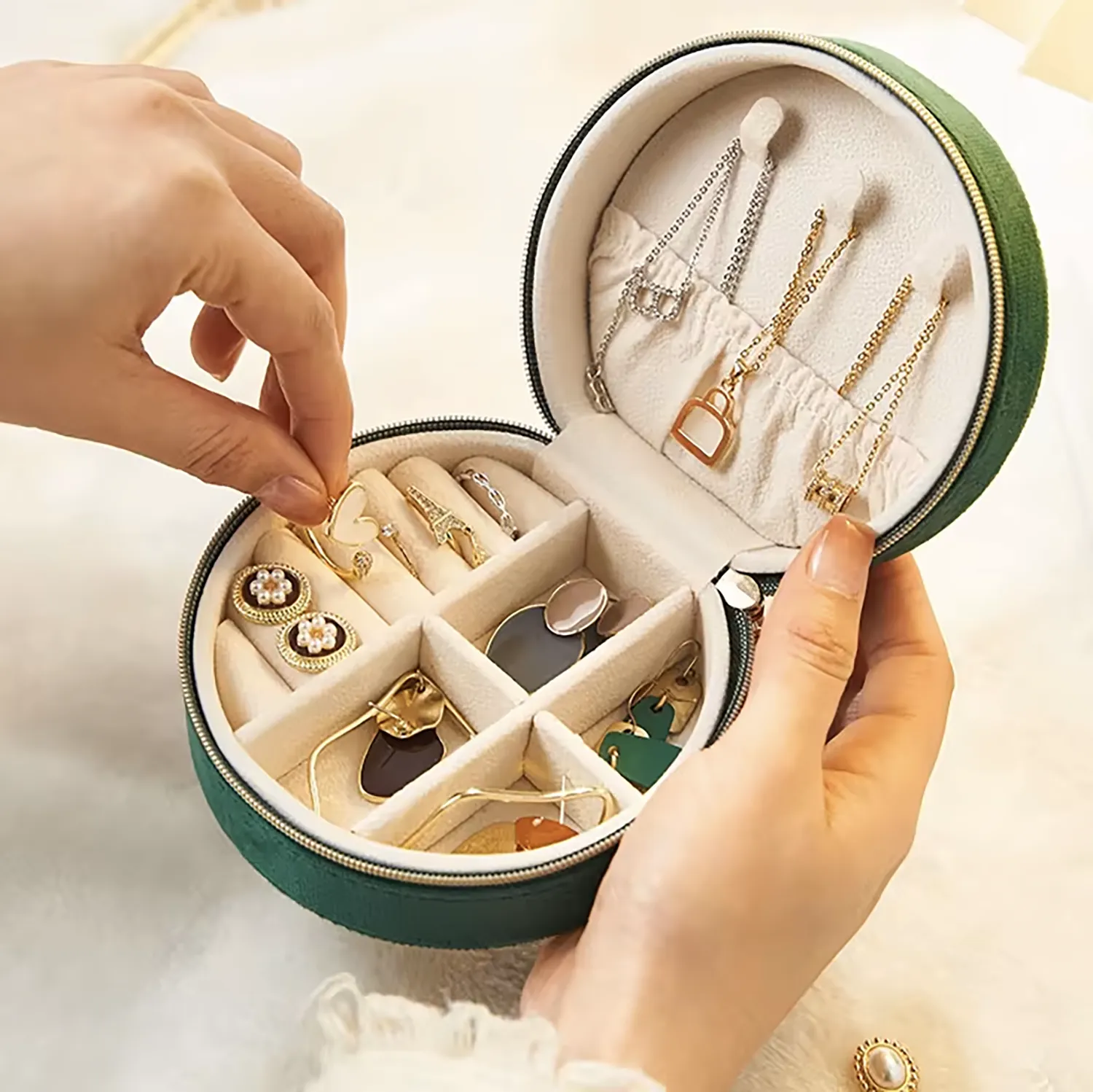 Personalised Initials Velvet Jewellery Box Travel Gift For Her Or For Home