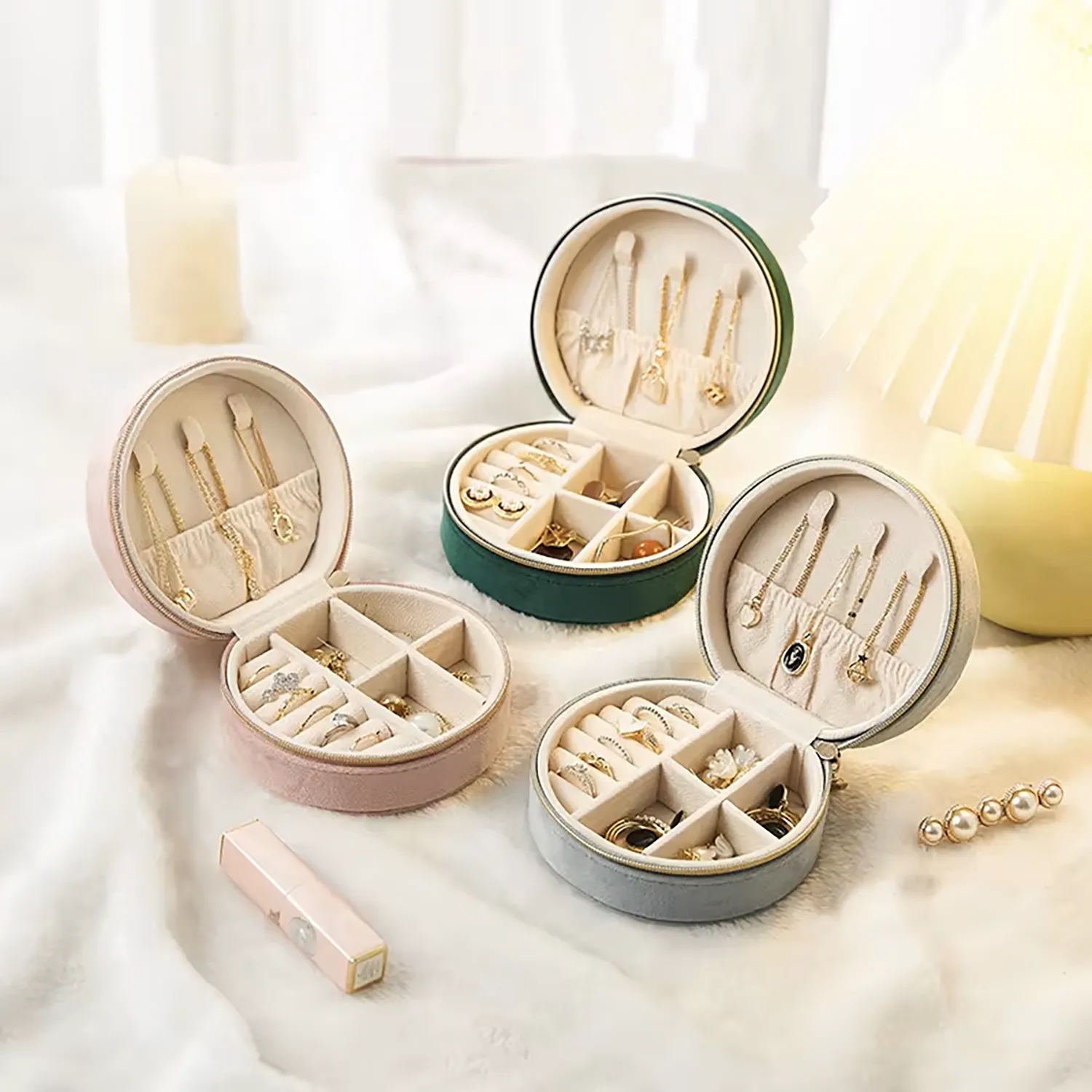 Personalised Initials Velvet Jewellery Box Travel Gift For Her Or For Home