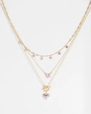 Pink Heart Locket Chain Necklace