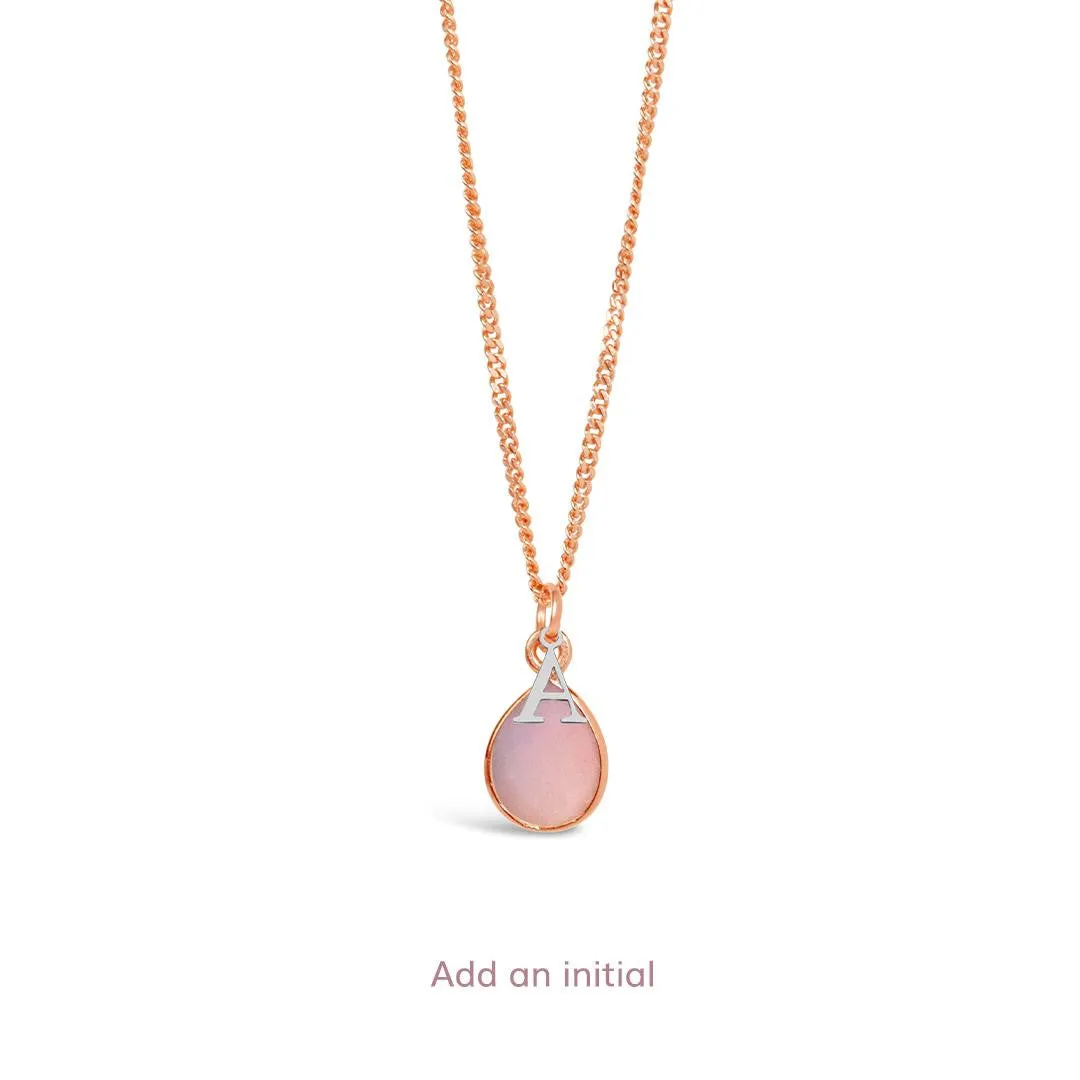 Pink Opal Charm Necklace | Rose Gold - October