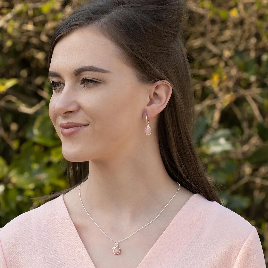 Pink Opal Charm Necklace | Rose Gold - October