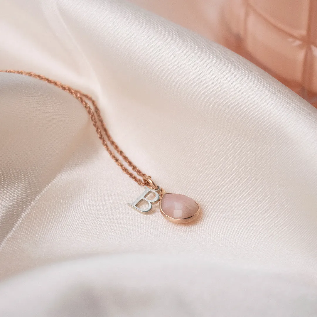 Pink Opal Charm Necklace | Rose Gold - October