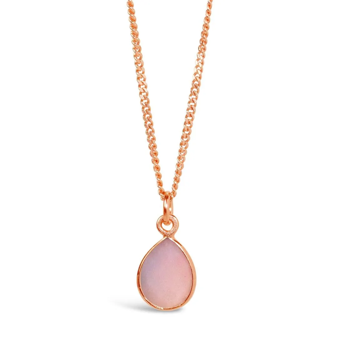 Pink Opal Charm Necklace | Rose Gold - October