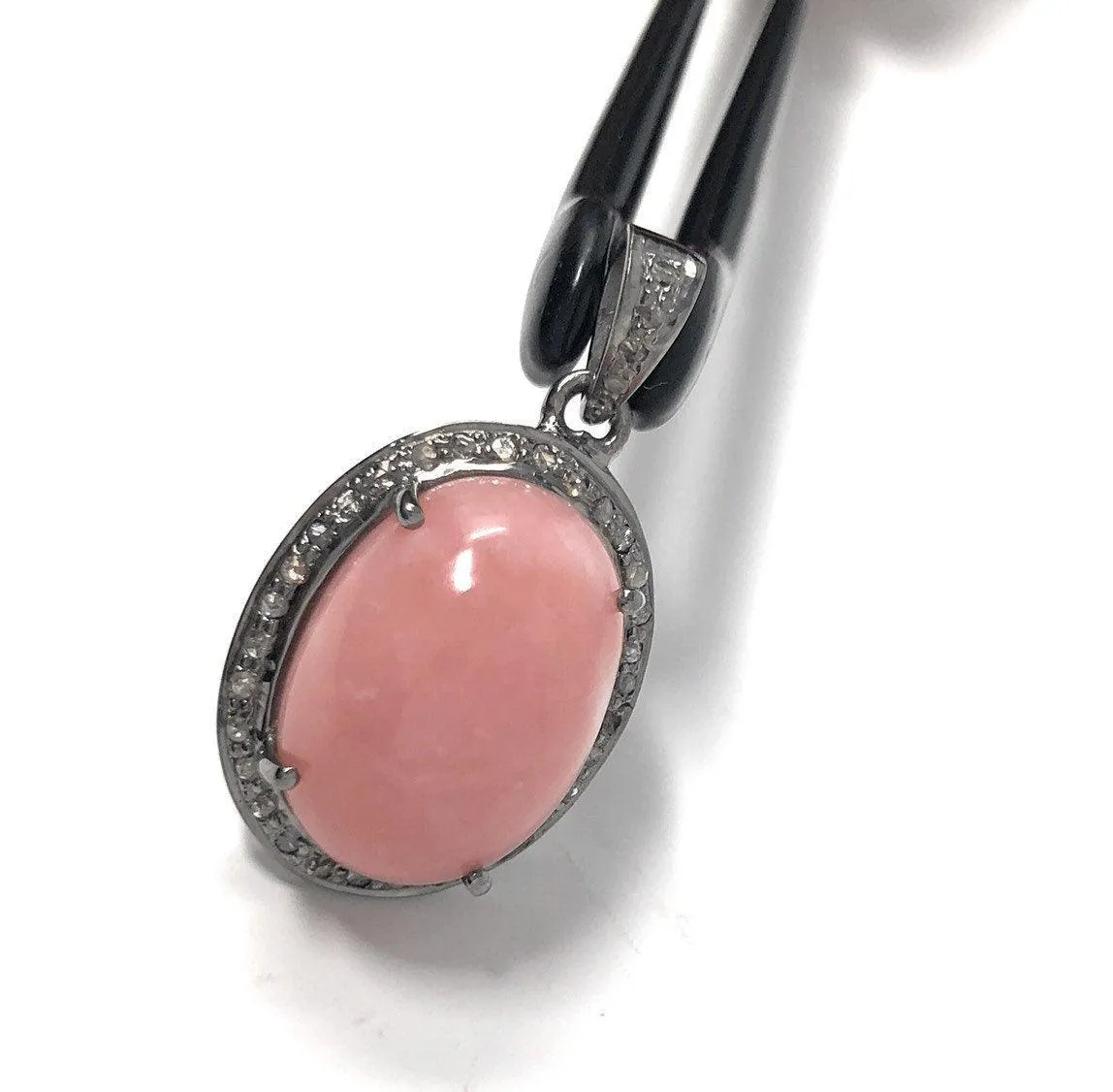 Pink Opal Pendant, Gemstone Pendant, Silver Pendant, Pink Opal Diamond
