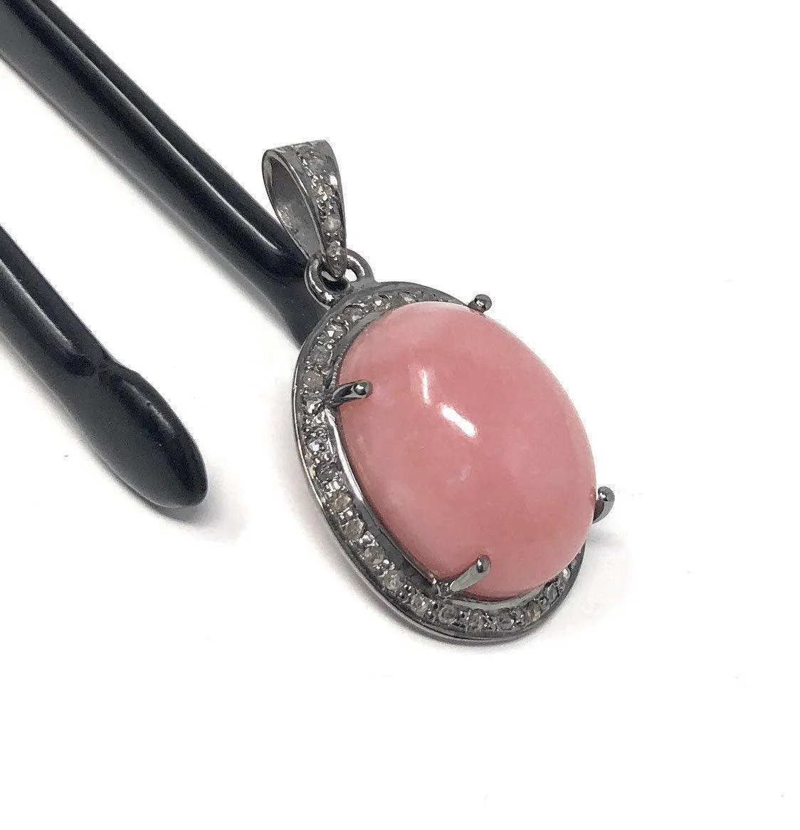 Pink Opal Pendant, Gemstone Pendant, Silver Pendant, Pink Opal Diamond