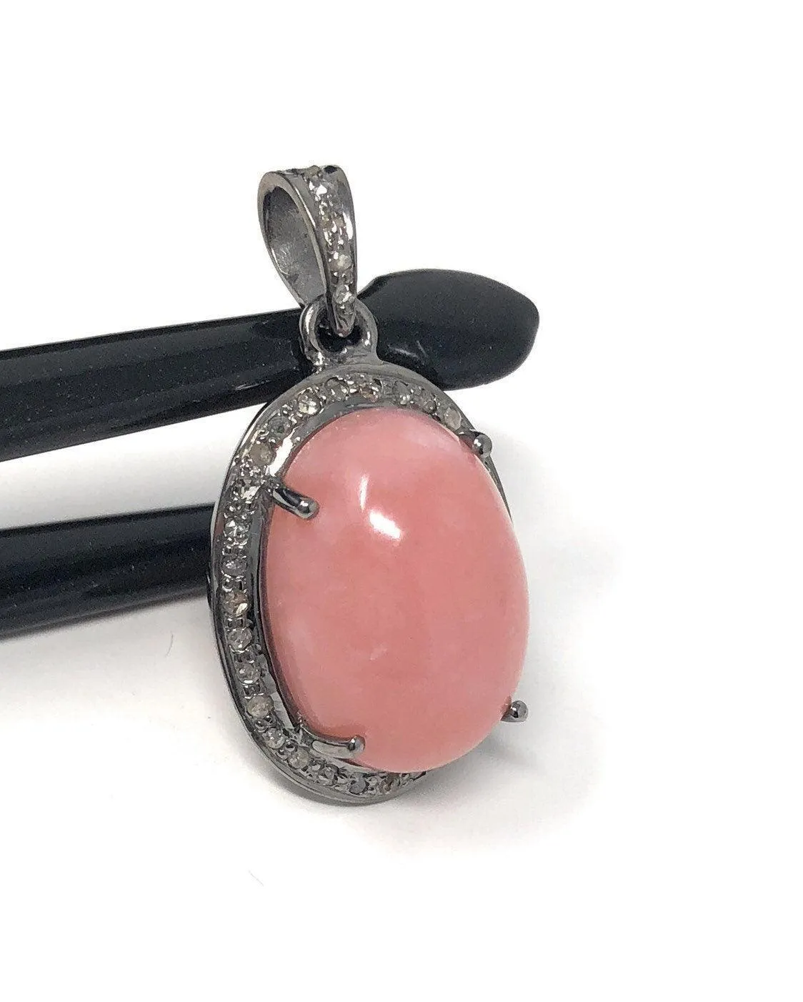 Pink Opal Pendant, Gemstone Pendant, Silver Pendant, Pink Opal Diamond