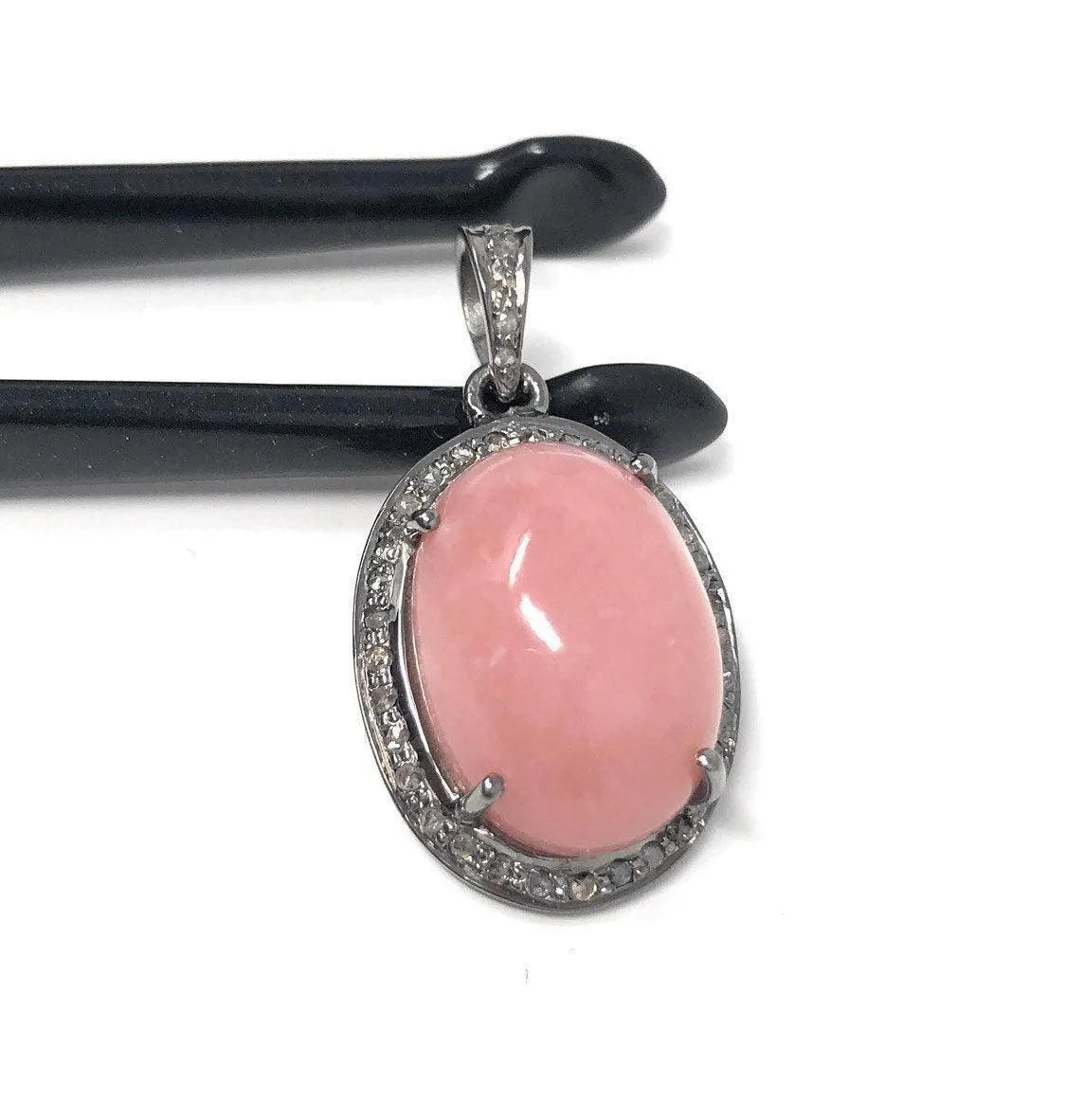 Pink Opal Pendant, Gemstone Pendant, Silver Pendant, Pink Opal Diamond