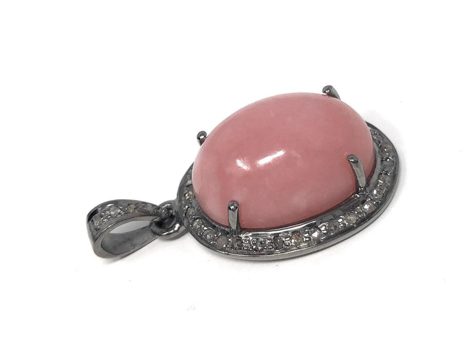 Pink Opal Pendant, Gemstone Pendant, Silver Pendant, Pink Opal Diamond