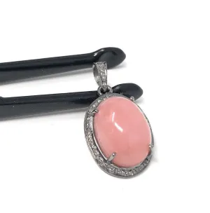 Pink Opal Pendant, Gemstone Pendant, Silver Pendant, Pink Opal Diamond