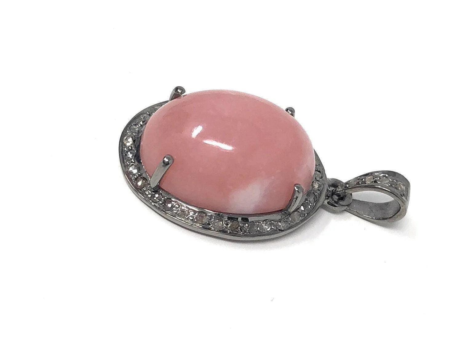 Pink Opal Pendant, Gemstone Pendant, Silver Pendant, Pink Opal Diamond