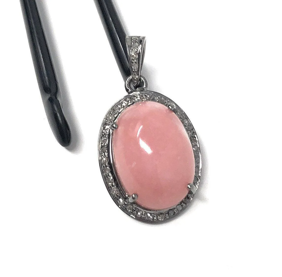 Pink Opal Pendant, Gemstone Pendant, Silver Pendant, Pink Opal Diamond