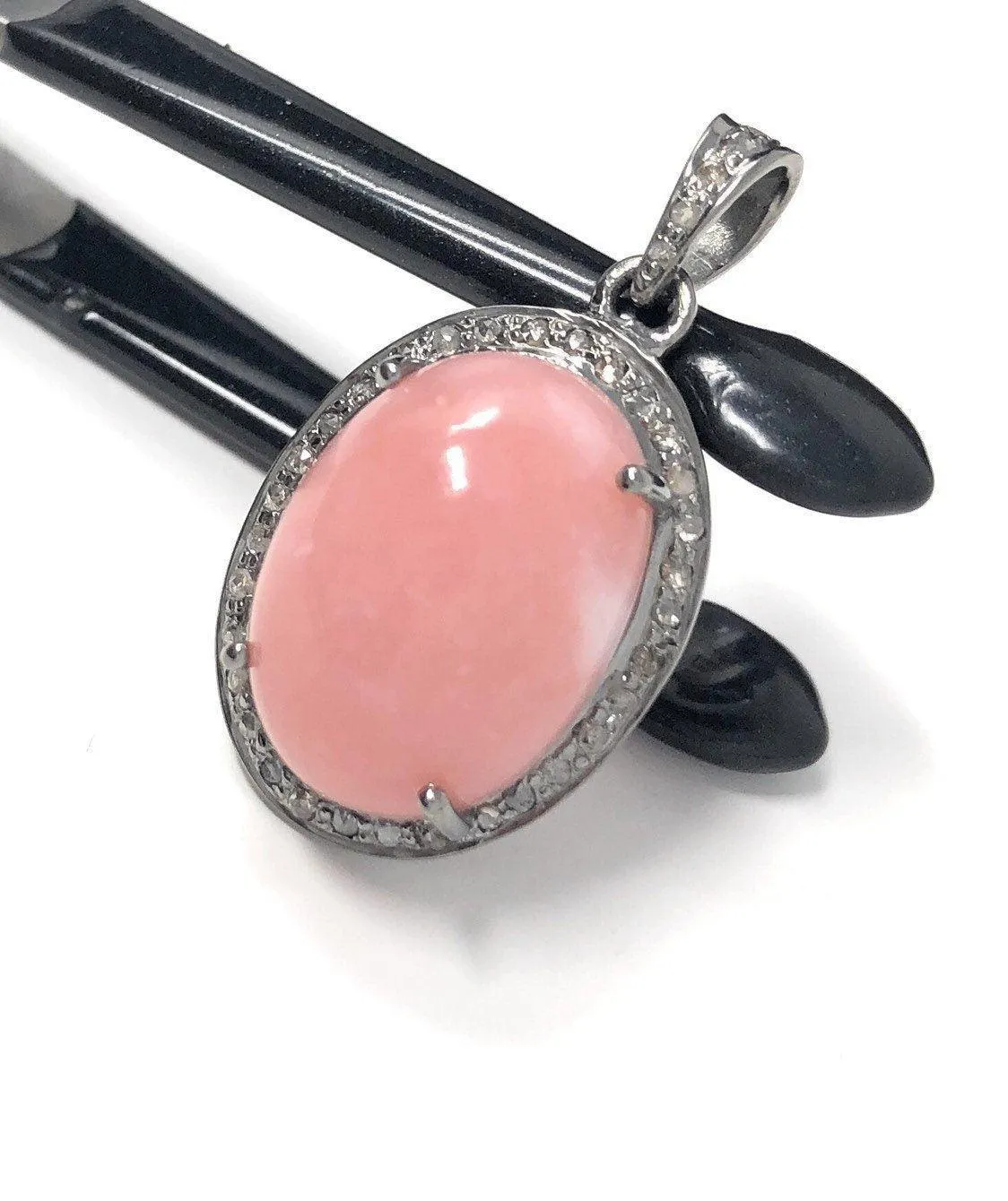 Pink Opal Pendant, Gemstone Pendant, Silver Pendant, Pink Opal Diamond