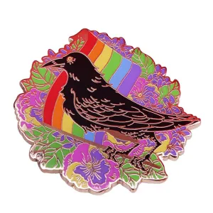 Pride flag and raven pin